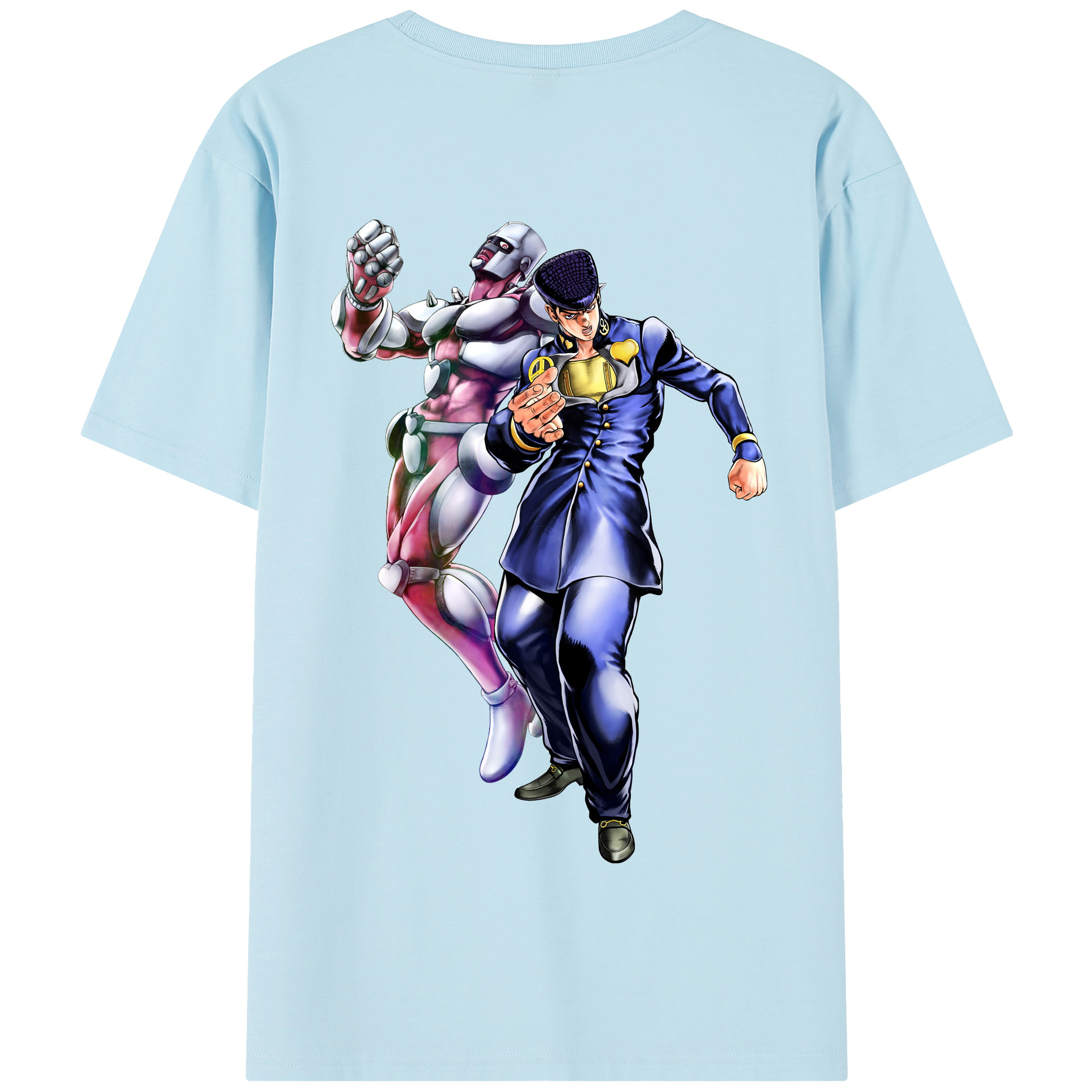 （画像用） ジョジョの奇妙な冒険 ひがしかた じょうすけ JoJo's Bizarre Adventure Higashikata Josuke 綿100％半袖Tシャツ（背面プリント）